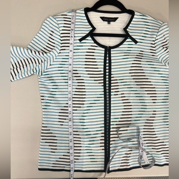 Ming Wang Geometric Striped Cardigan Size M - Picture 9 of 10